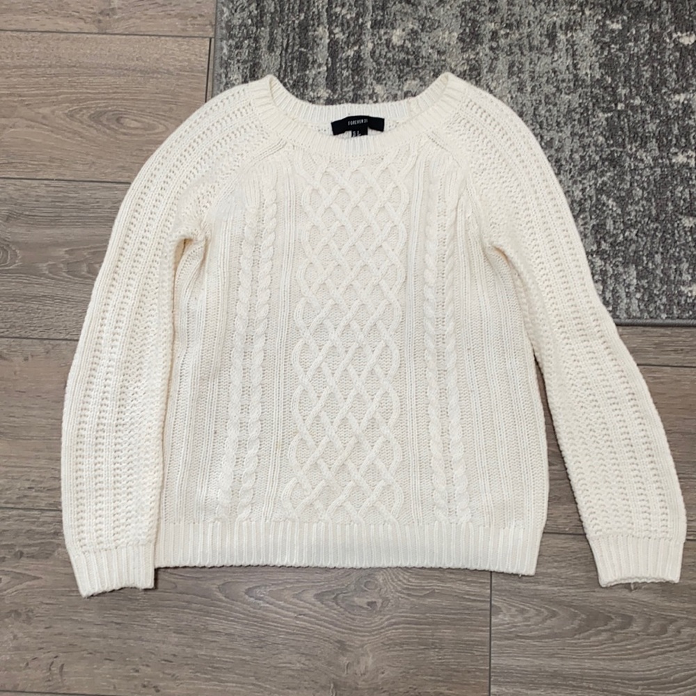Forever21 white cable knit sweater